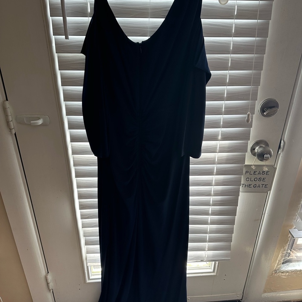 R&M Richards Blue One Shoulder Cocktail Gown